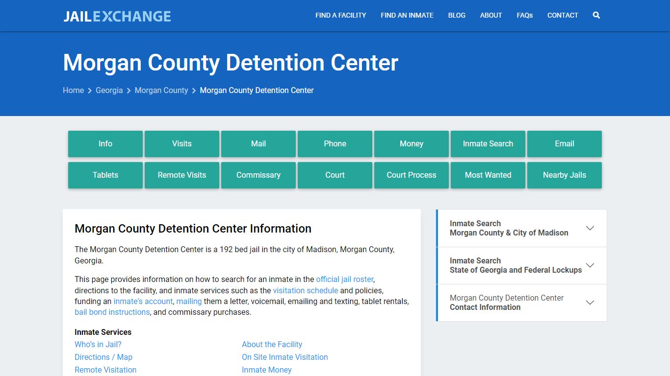 Morgan County Detention Center, GA Inmate Search, Information